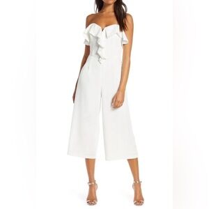 Adelyn Rae White Strapless Culotte Cut Jumpsuit